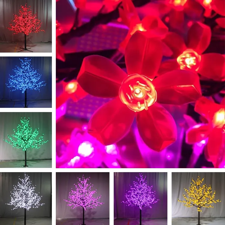 クリスマスの装飾が導かれている人工桜の木の光の光のクリスマスライトLED電球0.8-2M高さ雨プルーフ屋外使用中庭の木ランプLT636