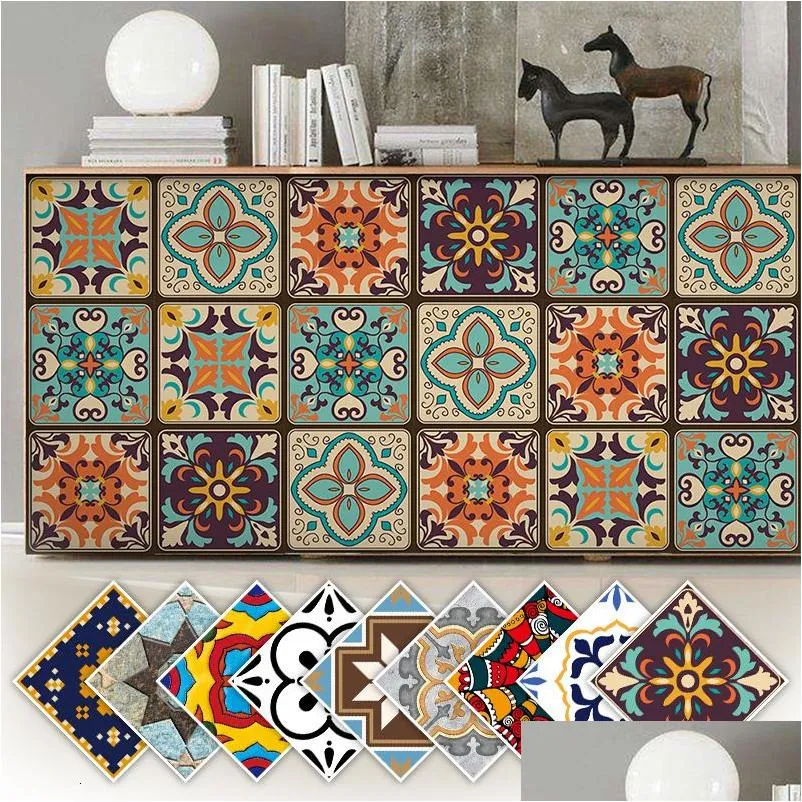 Wandaufkleber 30 Stück PVC Wasserdicht Selbstklebend Marokkanischer Stil Möbel Küche Badezimmer Boden Dekorative Fliesen 220504 Drop Deliver Dhbfn
