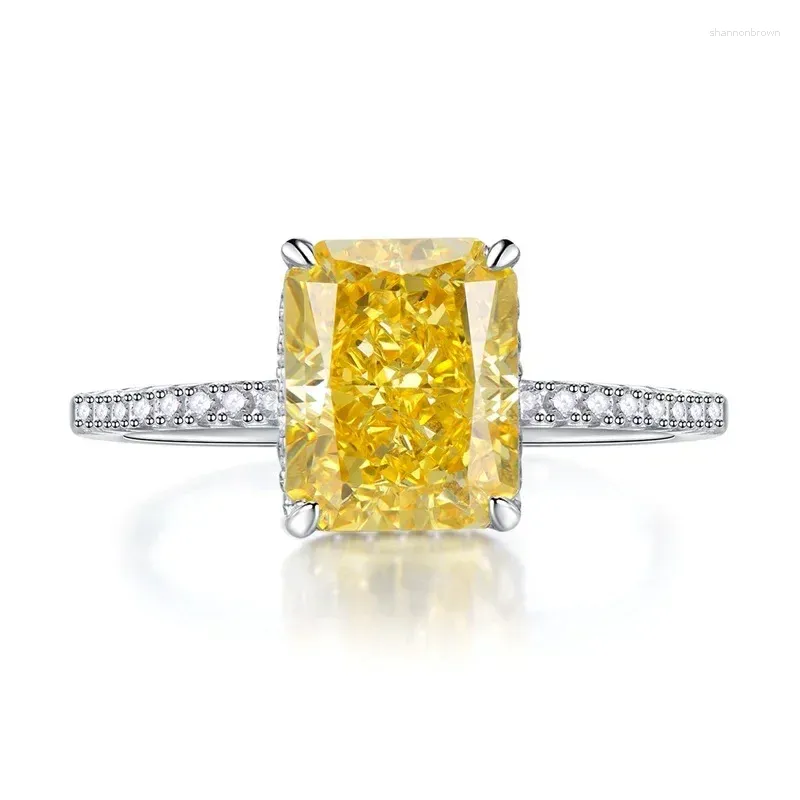 Pierścienie klastra pragną 925 srebrne srebrne 8 10 mm żółty różowy akwamarynowy Diamond Radiant Radiant dla kobiet imprezowy biżuteria