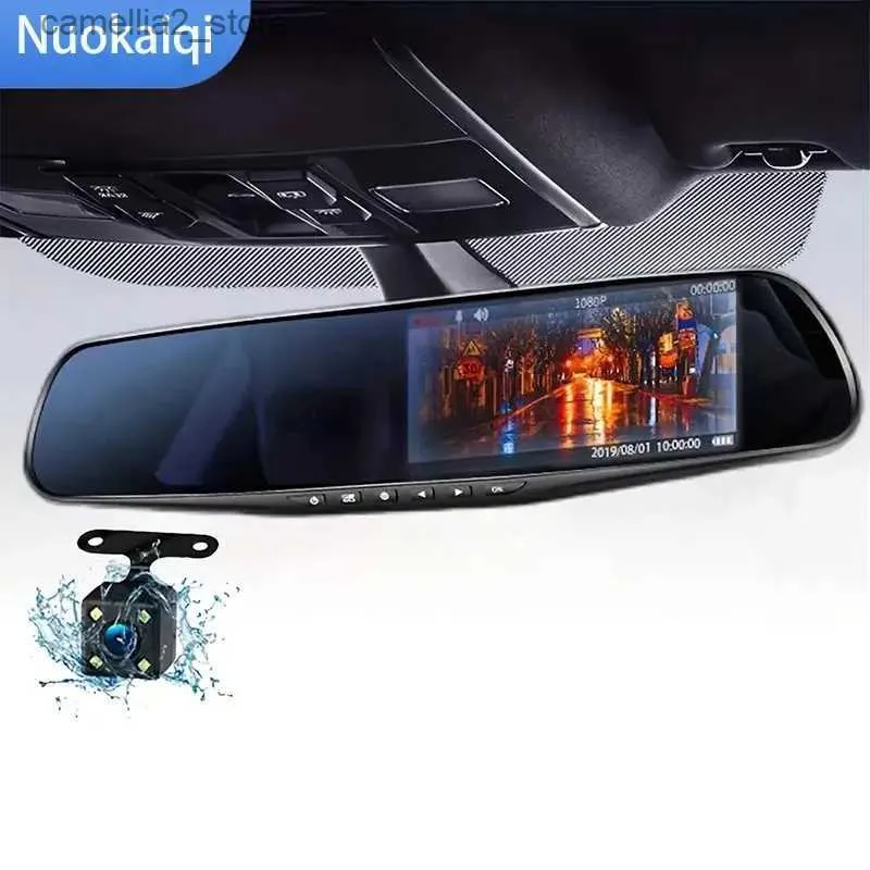 CAR DVRS 4.3in Dash Cam Car DVR 24H HD 1080p Dash Camera Dual Lens Video Recorder 1080p DashCam Mirror Driving Recorder Q231115