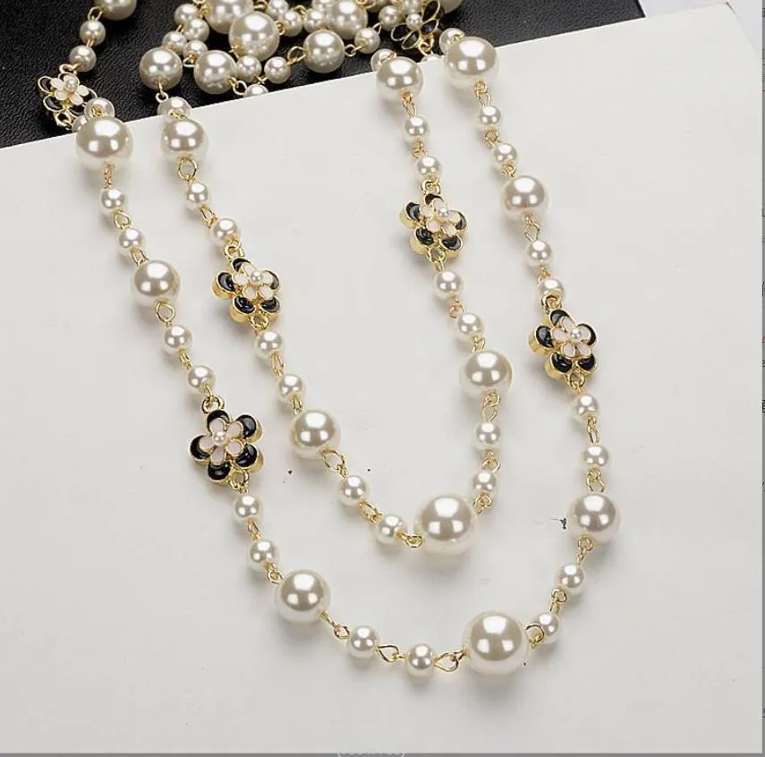 Naszyjniki wiszące łańcuch sweter perłowy długi wisior biżuteria