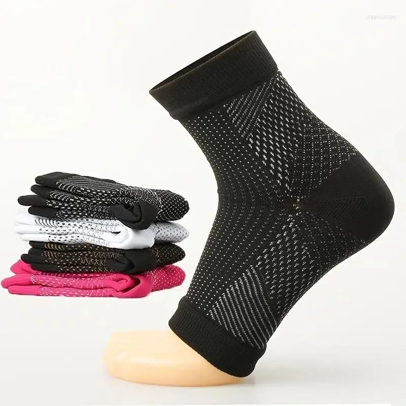 Men's Socks 2pcs Stretchy Foot Anti-Fatigue Compression Ankle Support Sleeve Circulation Relief Pain Sport Running Yoga Sock Women