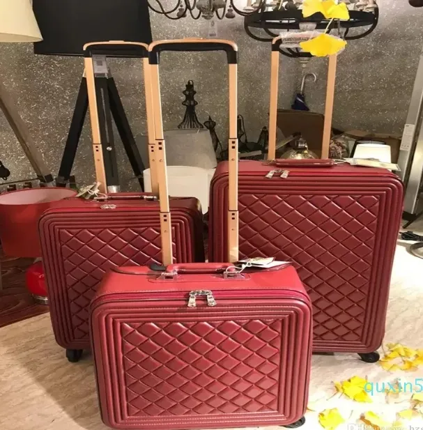 Ensemble de bagages de styliste, sac de valise en cuir, roues universelles, bagages à main, motif de grille, traînée de transport