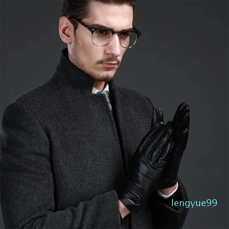 Moda para hombre guantes de cuero real accesorio de guante de cuero entero de fábrica