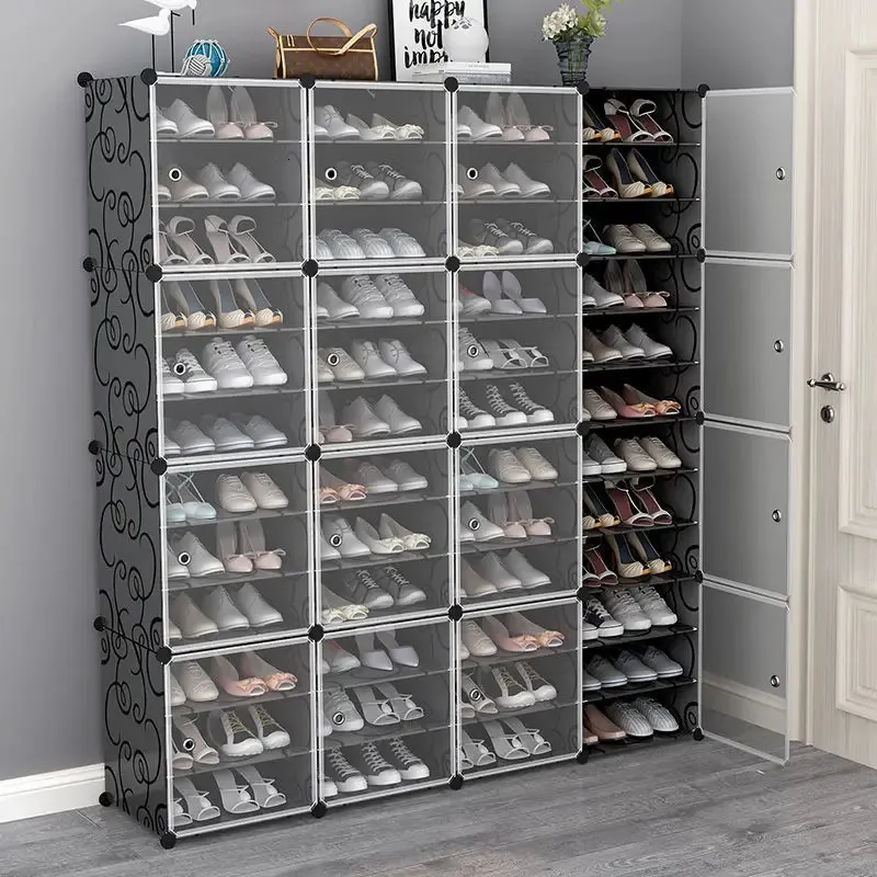 Storage Holders Racks US Shoe Rack Large Capacity Boot 12 Cube Organzie Modular DIY Plastic 6 Tier 24 96 Pairs of Tower Cabine 231115