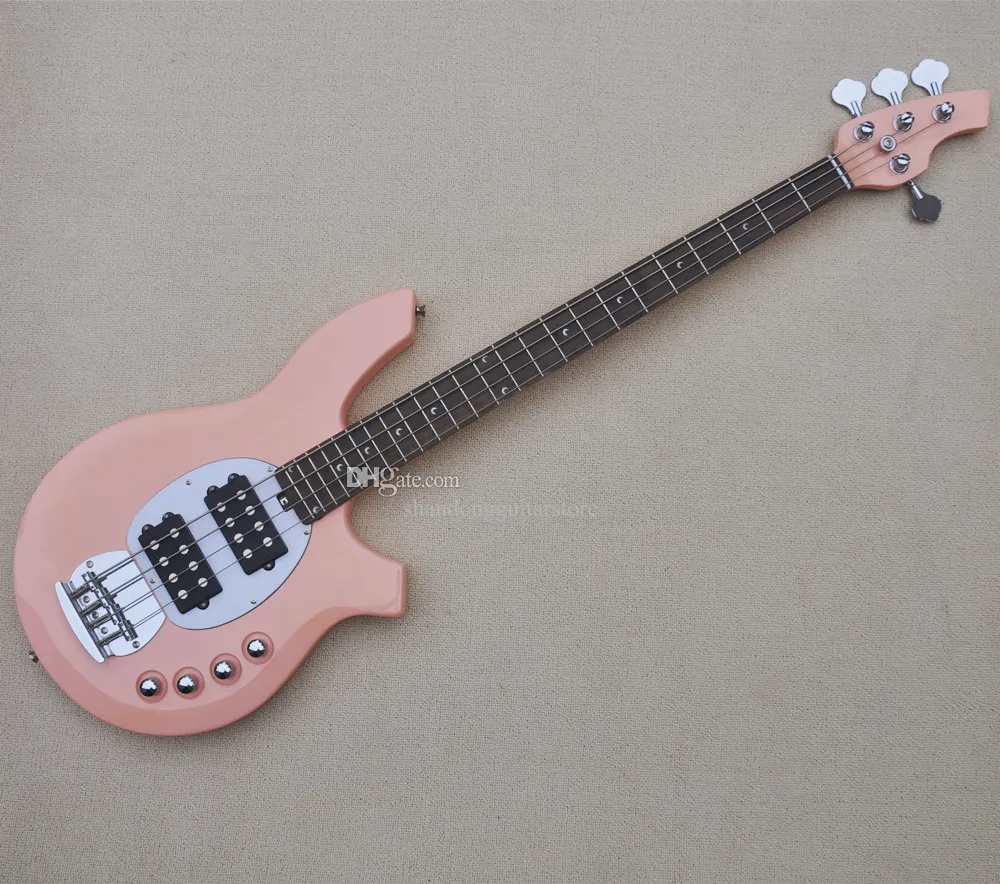 Pink 4 Strings Electric Bass Guitar с хромированным оборудованием HH Pickups предлагает логотип/цвет настройка