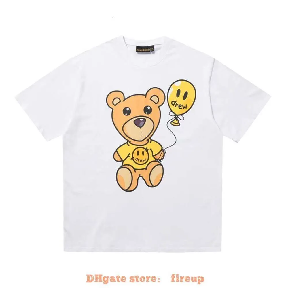 Designer Mode Vêtements Hommes T-shirts Tshirt Printemps / Été Nouveau Drew Souriant Visage Ballon Ours Imprimer Américain BR Coupe Ample Hommes Femmes Couple Casual T-shirt À Manches Courtes