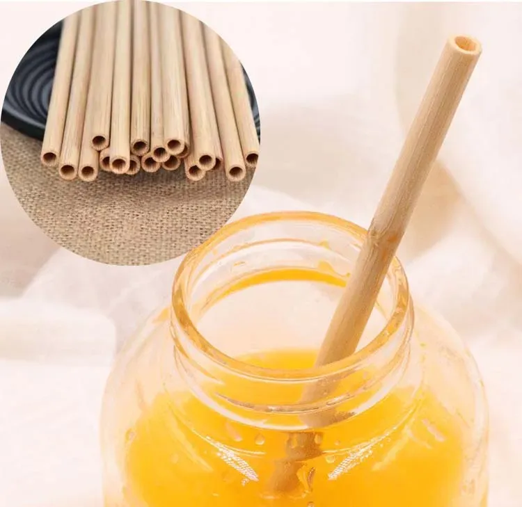 10 Pack Organic Bamboo Straws - Reusable Biodegradable Drinking Straws With Cleaner Brush
