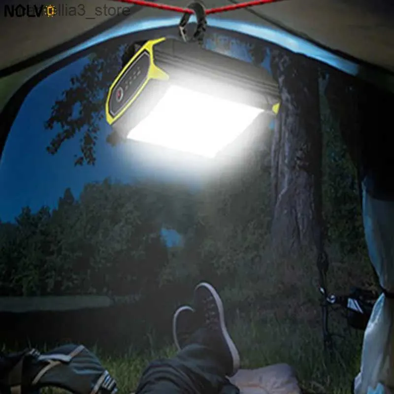 Lanterna de acampamento portátil pendurado tenda lanterna ao ar livre à prova dwaterproof água lâmpada de emergência usb recarregável led luzes inundação acampamento equipamento fonte alimentação q231116