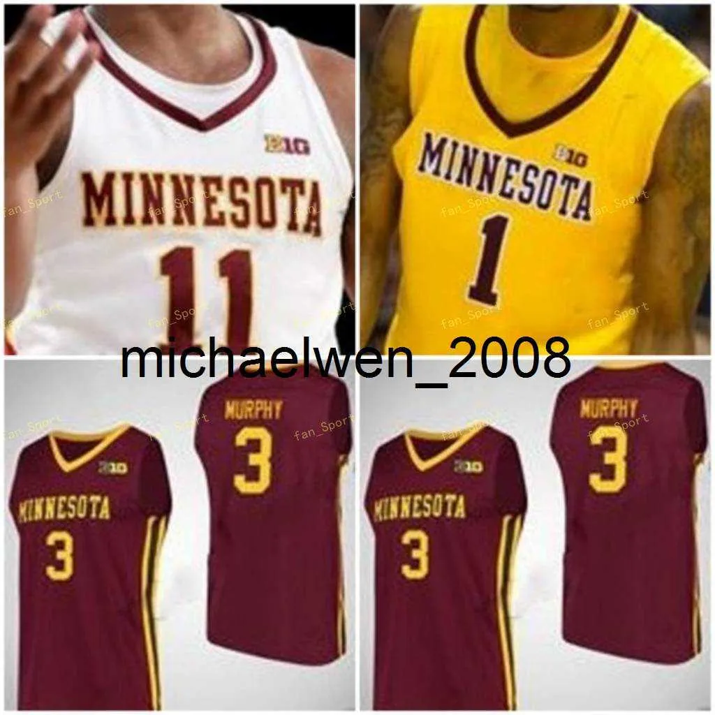 Mich28 Minnesota Golden Gophers College Basketball Jersey 25 Daniel Oturu 31 Brock Stull 35 Matz Stockman 42 Michael Hurt Jeunes cousus sur mesure