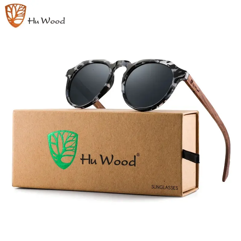 Sonnenbrille HU WOOD Holz Sonnenbrille Männer Polarisierte Luxus Marke Vintage Gläser Frauen UV400 Schutz Mode Gafas De Sol GR8048 231114