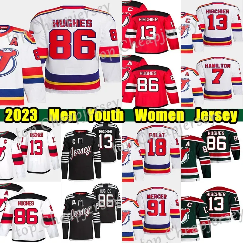 CUSTOM 86 Jack Hughes Maillot de hockey rétro inversé 63 Jesper Bratt Nico Hischier Dougie Hamilton Ondrej Palat Nico Daws Martin Brodeur Daws