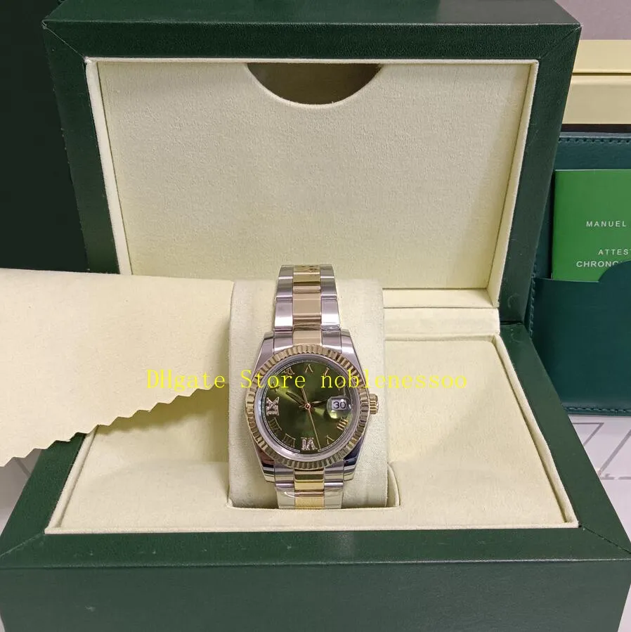 37 couleurs photo réelle avec boîte montre de taille moyenne femmes hommes 36mm 126233 cadran de diamant romain vert 18k or jaune acier deux tons 126234 dames bracelet champagne montres