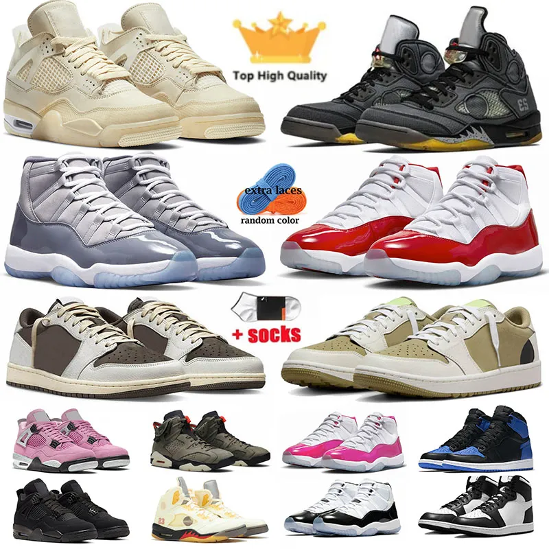 Ts 1 Low 4s Basketball Shoes Men Women Cactus Jack Reverse Mocha Cool Grey 11 Cherry Black Cat 4 Black Muslin 5 Olive 6 Big Size Mens Shoes Dghate