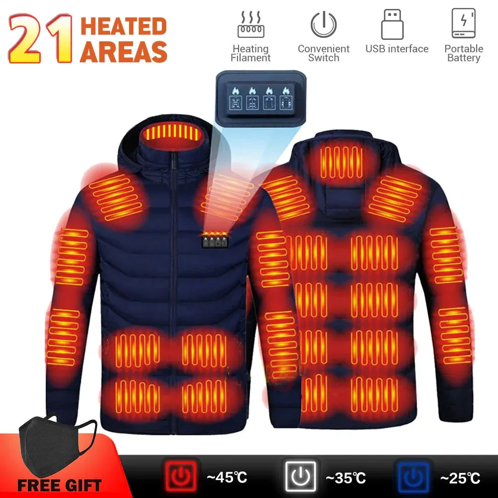 Jaquetas masculinas homens 19 zona jaqueta de aquecimento usb inverno quente aquecimento inferior camisa quente jaqueta roupas jaqueta de algodão aquecível s-6xl 231115