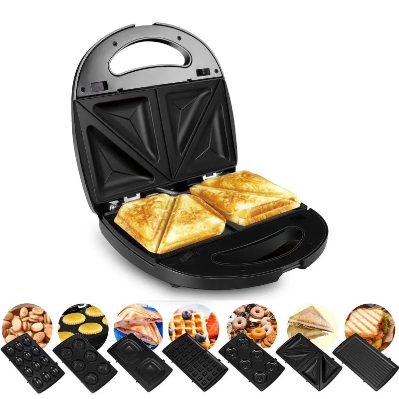 FreeShipping 7in1 Electric Waffles Maker Sandwich Machine Bubble Egg Cake Oven Kitchen Breakfast Bubble Waffle Donuts Multi-Baker Luixp