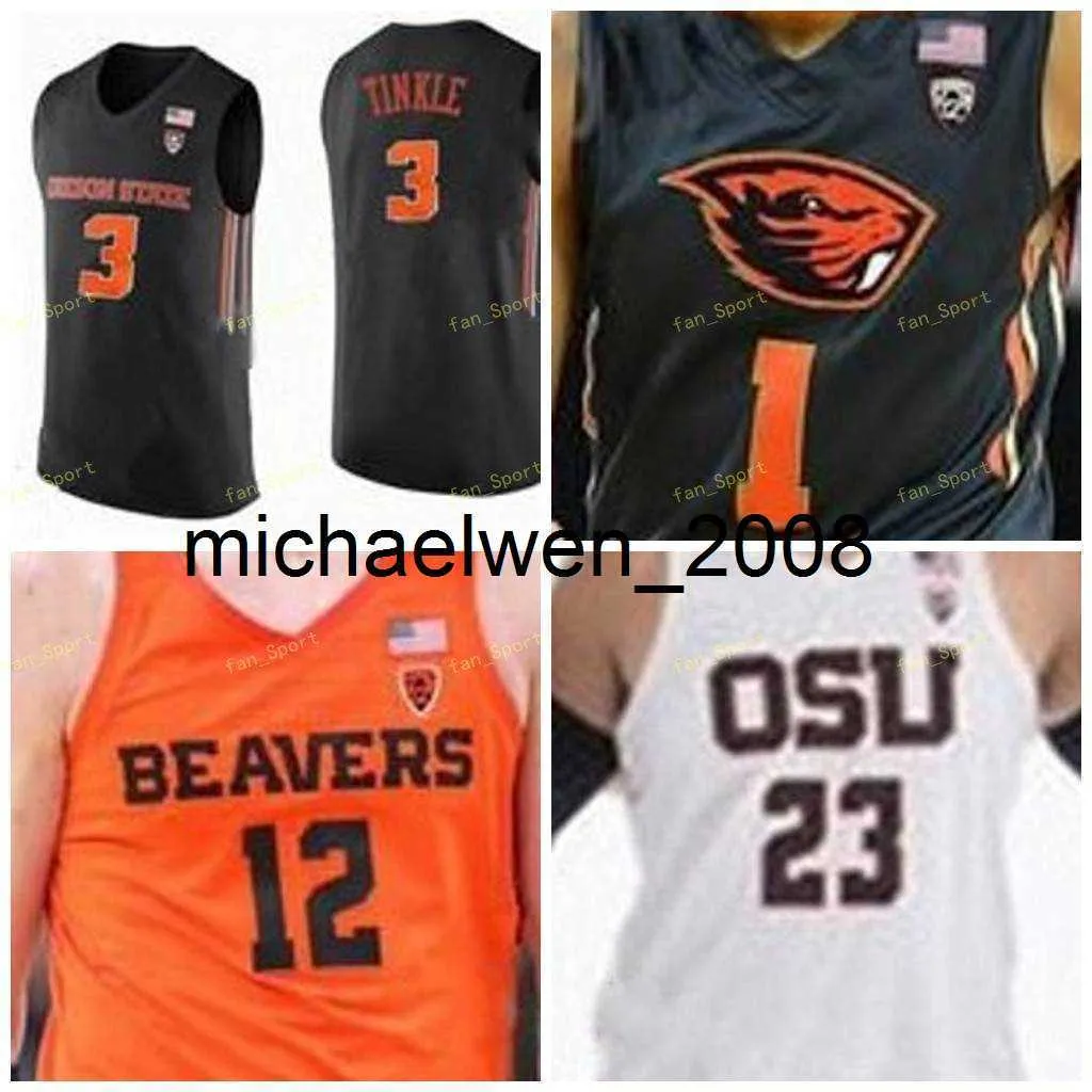 Mich28 Oregon State Beavers College Basketball Jersey 1 Stephen Thompson Jr 3 Tres Tres Binkle 5 Ethan Thompson Men Men Młodzież Customed