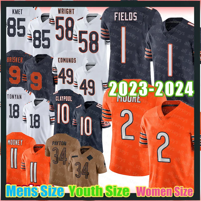 Save Big on Bulk Justin Fields Chicago Bears Jersey Walter Payton Cole Kmet  DJ Moore Football Jerseys Man Justin Fields Chicagos Bear Darnell Wright