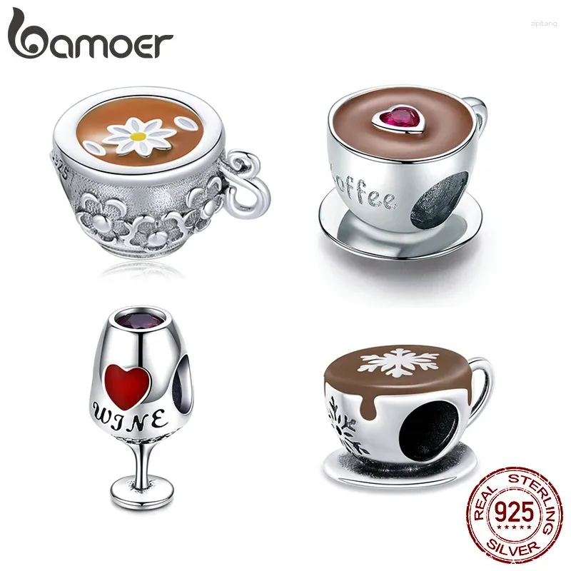 Loose Gemstones Bamoer Authentic 925 Sterling Silver Flower Teacup Charm Coffee Wine Glass Bead For Original Bracelet DIY Fine Jewelry