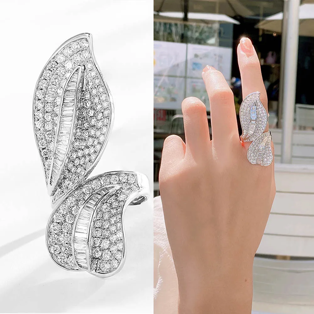 Ring Diamond Real 925 srebrny srebrny przyjęcie weselne Pierścienie dla kobiet Bridal Promise Ceave zaręczynowy Prezent biżuterii