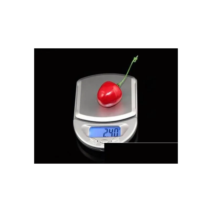 Vägande skalor Partihandel Digital Diamond Scale Mini LCD -ficksmycken Guldgram 500g/0,1 g 100g/0,01 200 g/0,01 Drop Delivery Office S Dhtyn