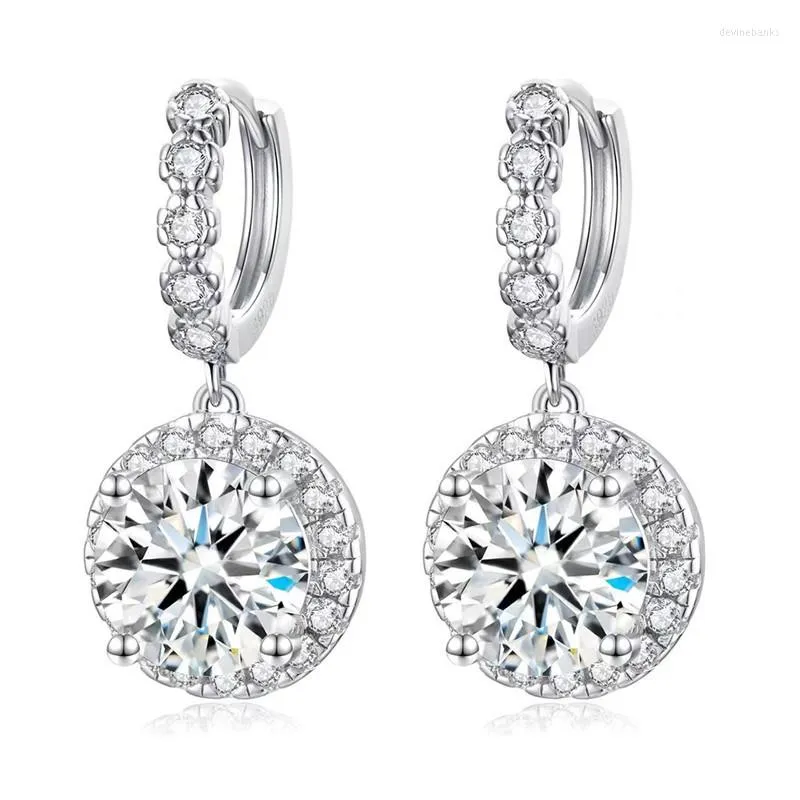 Dangle Earrings 6ct Moissanite Drop S925 Sterling Silver Classic Diamond Hoop Pass GRA Certificate Wholesale