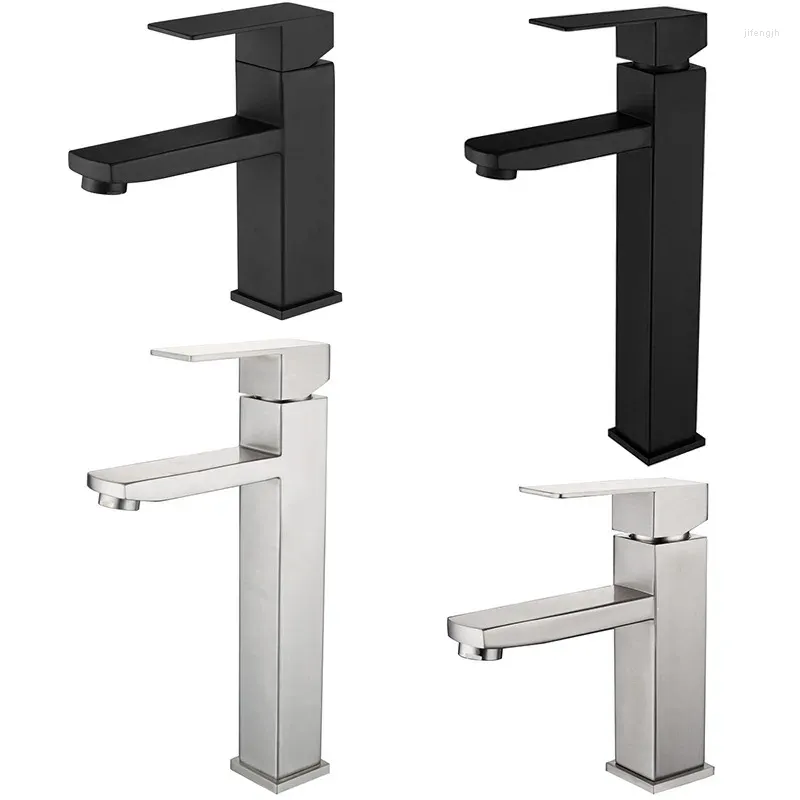 Bathroom Sink Faucets 304 Stainless Steel Washbasin Basin Faucet Above Counter Heightened And Cold Square