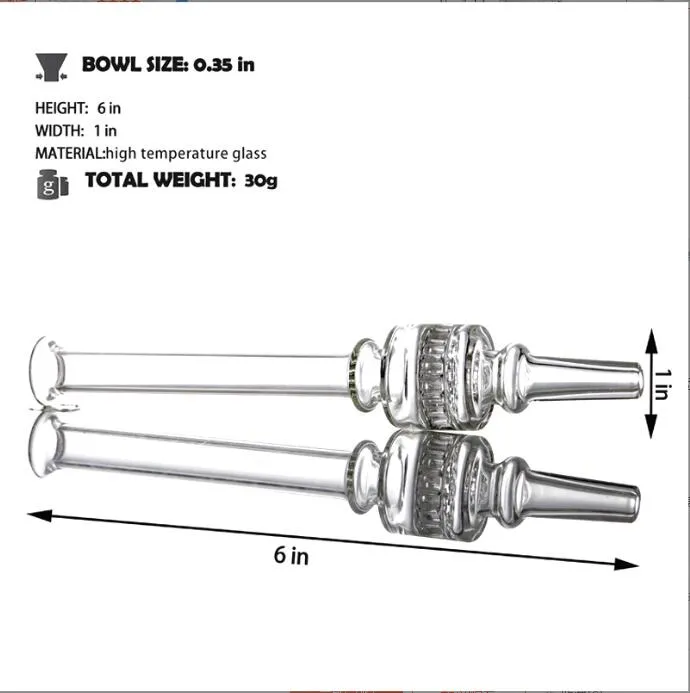 Acook -rör som röker 6 tum nektarsamlare Tjock glasfilter Tips Tube Pyrex Oil Burner Pipe Tobacco Straw Pipes