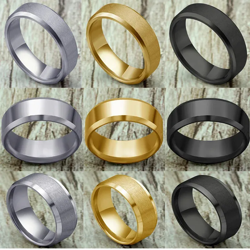 Anéis de banda anel masculino moda aço preto clássico anel para homens casamento bandas jóias masculinas 231114