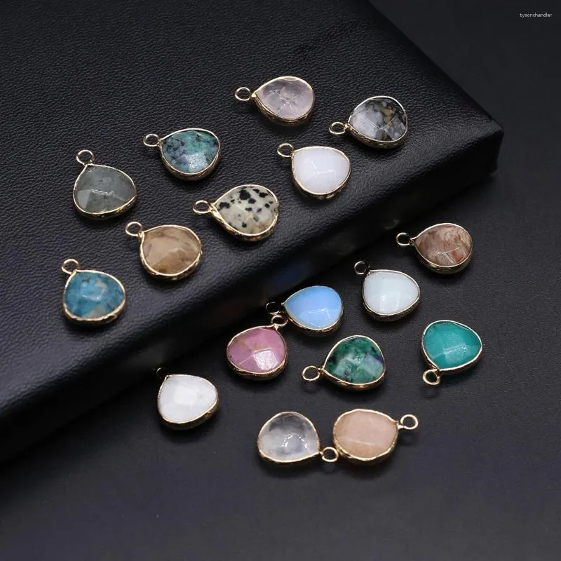 Pendanthalsband charms 3 st naturliga agater vatten droppform sten liten för att göra diy smycken halsband 14x18mm
