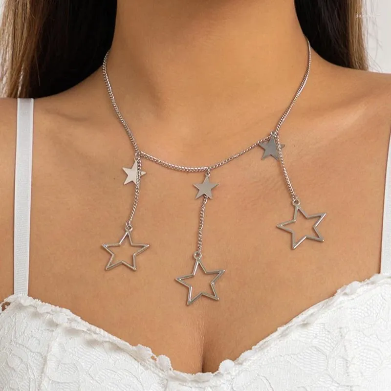 Pendant Necklaces Punk Metal Star Necklace Design For Female Hip Hop Rock Charm 90s Aesthetic Jewelry Gift
