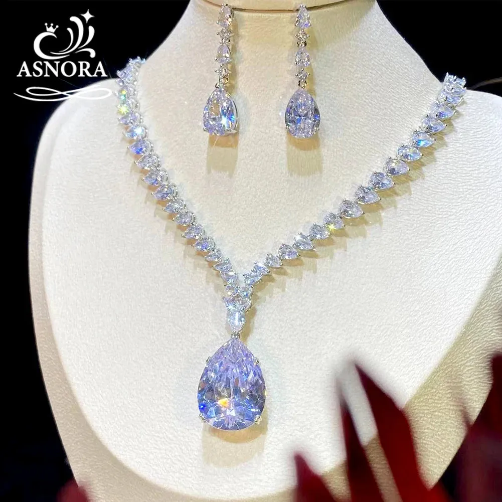 Ensembles de bijoux de mariage ASNORA cubique zircone collier boucles d'oreilles ensemble de luxe mariée pour les femmes robe accessoires X0205 231116