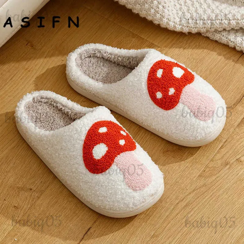 Pantoufles ASIFN maison hiver maison pantoufles confortable Style brodé champignon doux chaussures De maison femme chaussures Pantuflas De Mujer T231116