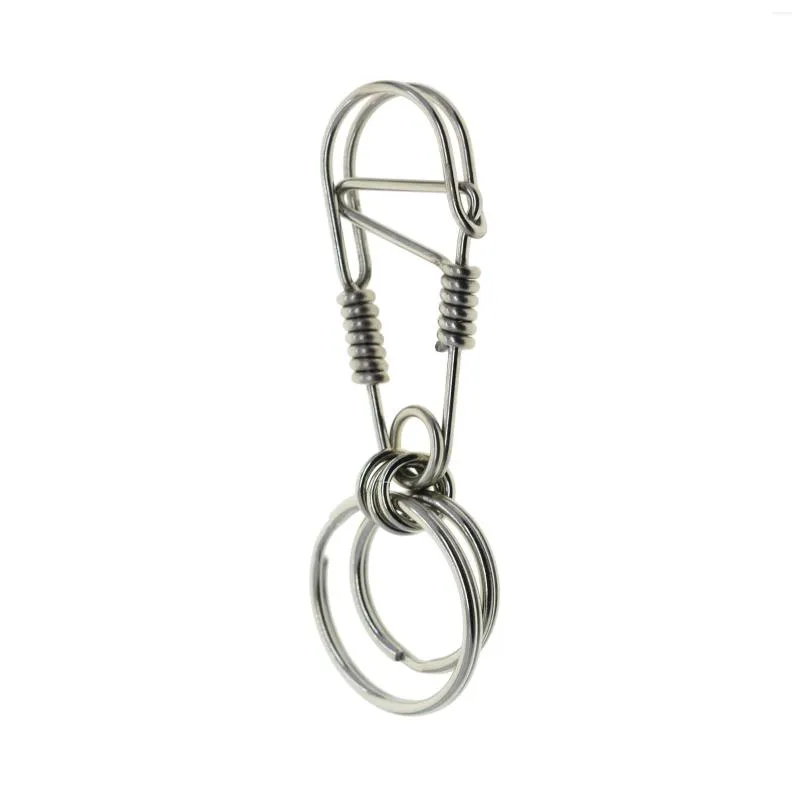 Keychains Hand Wrapped Unique Creative Fine Biker Stainless Steel Wire Snap Clip Hook Carabiner Keychain Clasp FOB Dual Lock Split Ring