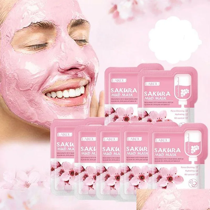 Other Health & Beauty Items Laikou Japan Sakura Mud Face Mask Cleansing Whitening Moisturizing Oil-Control Clay Facial Skin Care Drop Dhc0L