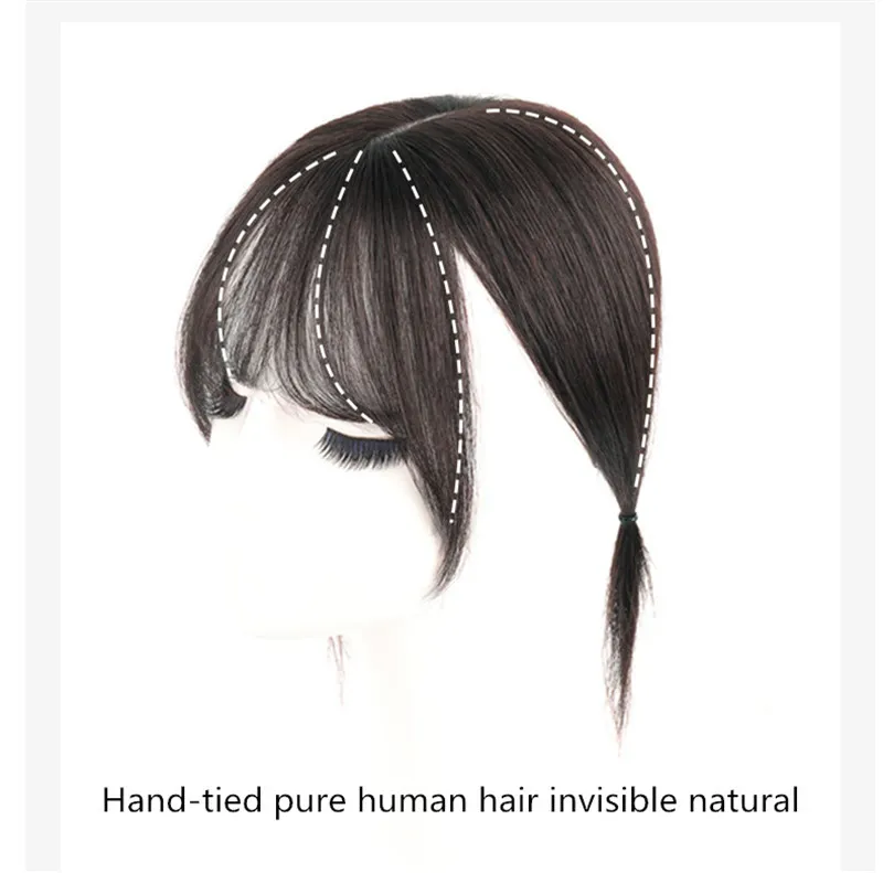 Girl Real Human Hair Air Bangs For Women 3D French Clip in Bang Hair Extension Natural Age Reduction Hairpieces