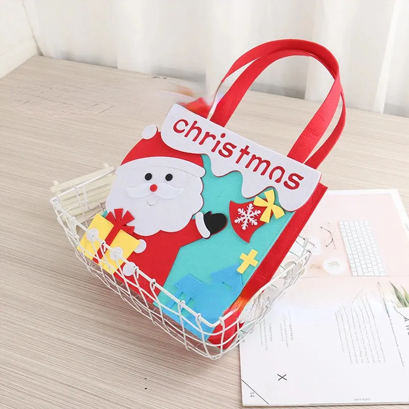 Shopping Bags Christmas Felt Tote Bag Snowman Candy Tote Bags Style Quality Christmas Niche Large Capacity Can Hold Candy Apple Hand Bag 231116