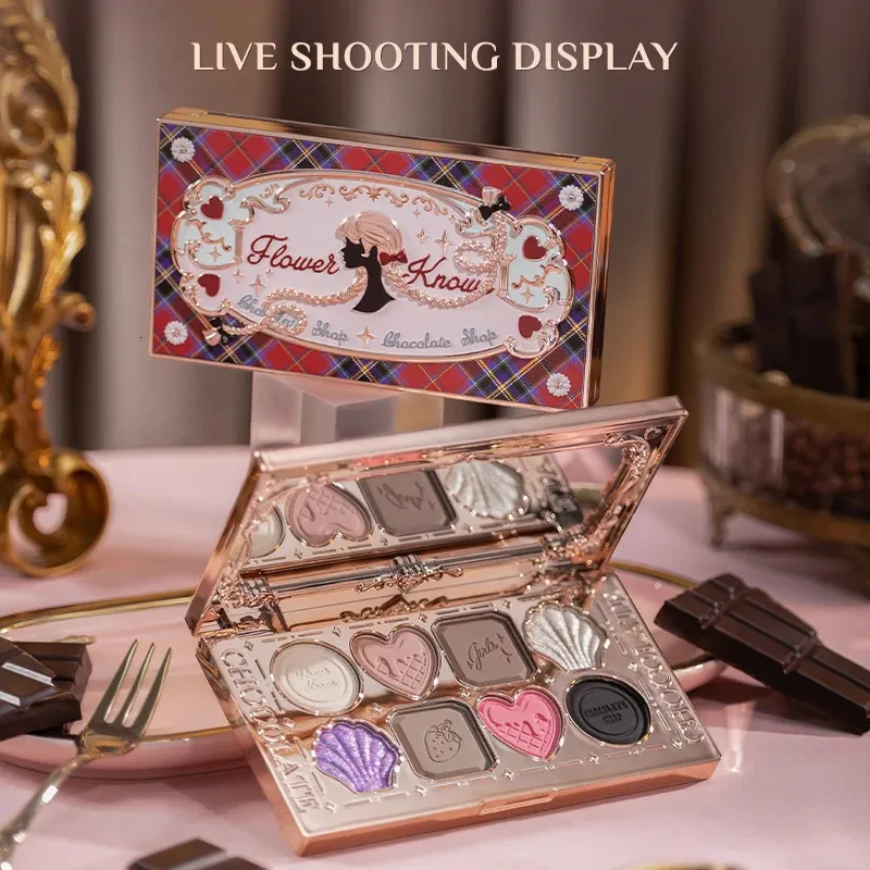 Eye Shadow Flower Knows Chocolate Wonder-Shop Eyeshadow Palette 8-Color Eye Makeup Cosmetics 231115