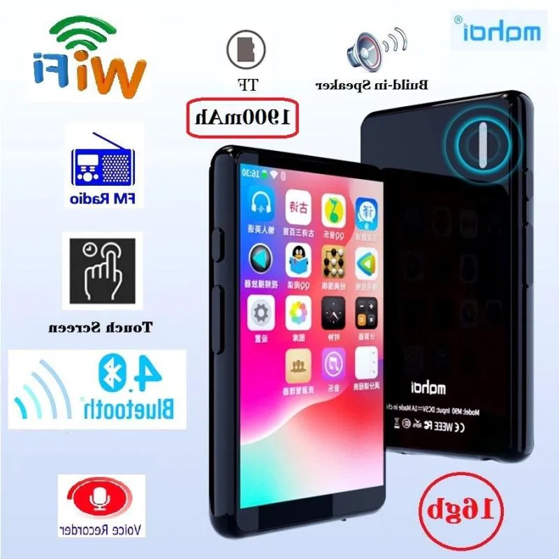 16 GB Wi -Fi Bluetooth MP4 Player Głośnik mp3 ekran dotykowy 40 -calowy muzyka MP5 Wsparcie wideo TF FM/ Nagrywanie hwlqt