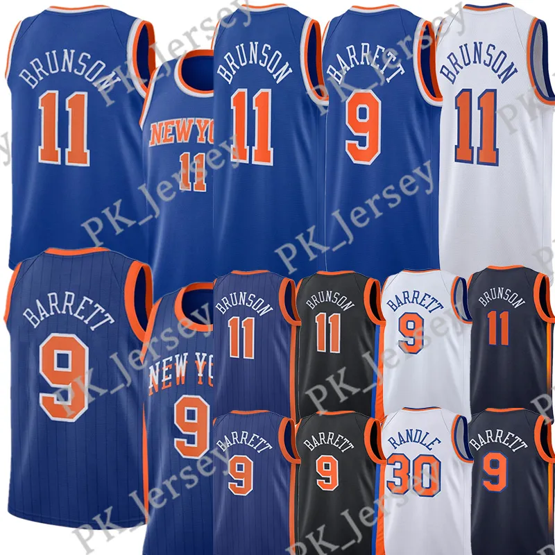 #11 Jalen Brunson كرة السلة Jersey RJ 9 Barrett Julius 30 Randle Basketball Jersey Throwback Patrick 33 Ewing City Vintage Jerseys