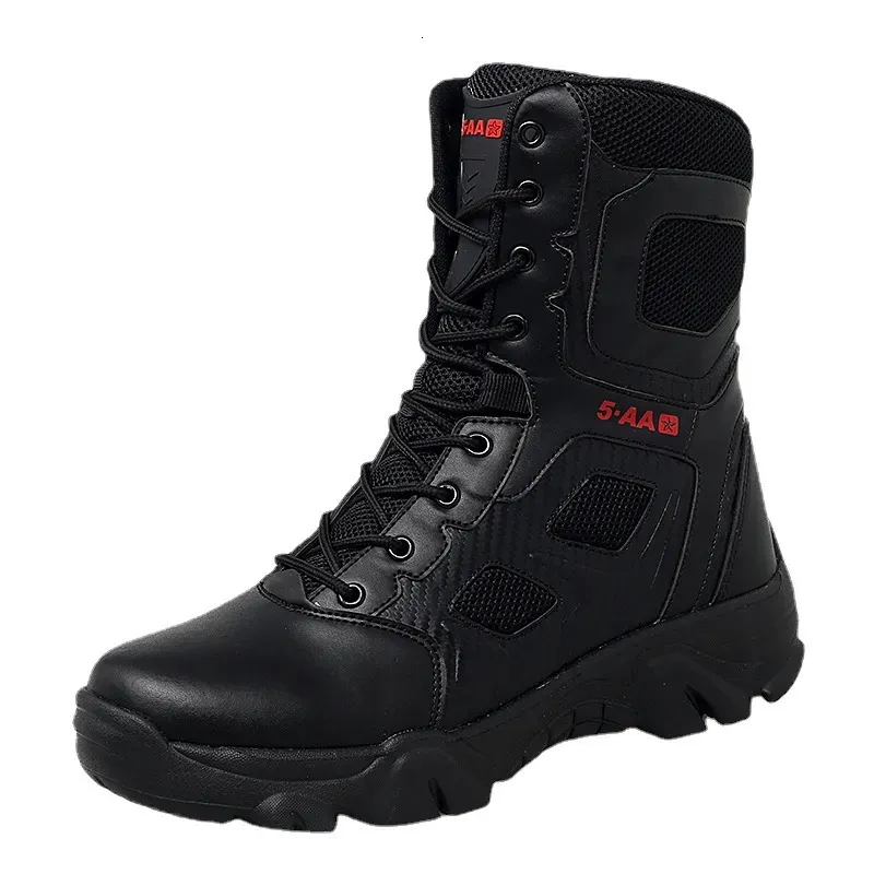 Sicherheitsschuhe Herren Taktische Militärstiefel Herren Freizeitschuhe Leder SWAT Army Boot Motorrad Knöchel Kampfstiefel Schwarz Botas Militares Hombre 231116