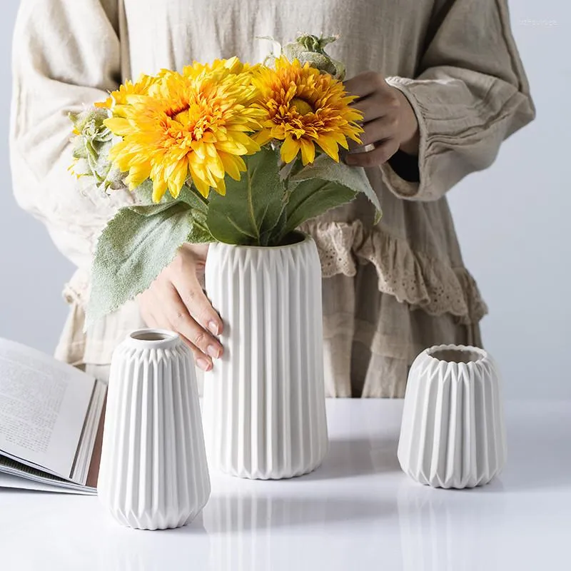 Vasos plantas hidroponias de origami cerâmica nórdica vaso de porcelana branca sala de estar moderna minimalista flor decoração artesanato