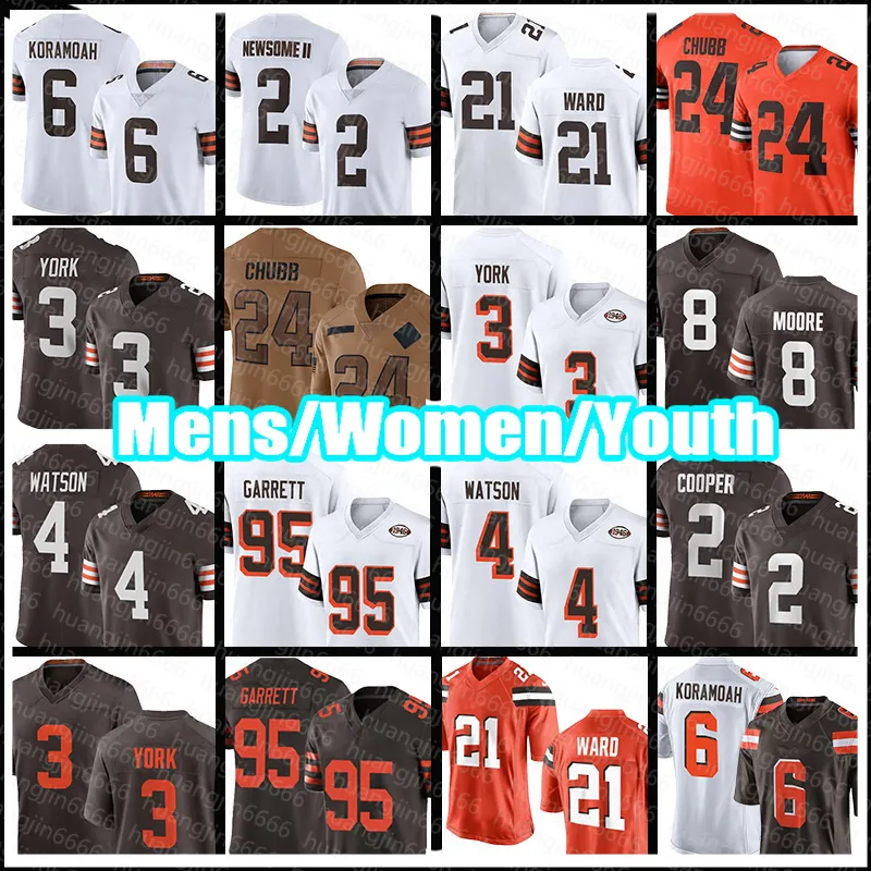 Koszulki piłkarskie Clevelands Brown 24 Nick Chubb Deshaun Watson Cade Yorks Myles Garrett Jeremiah Owusu-Koramoah Elijah Moore Amari Cooper Denzel Ward B01