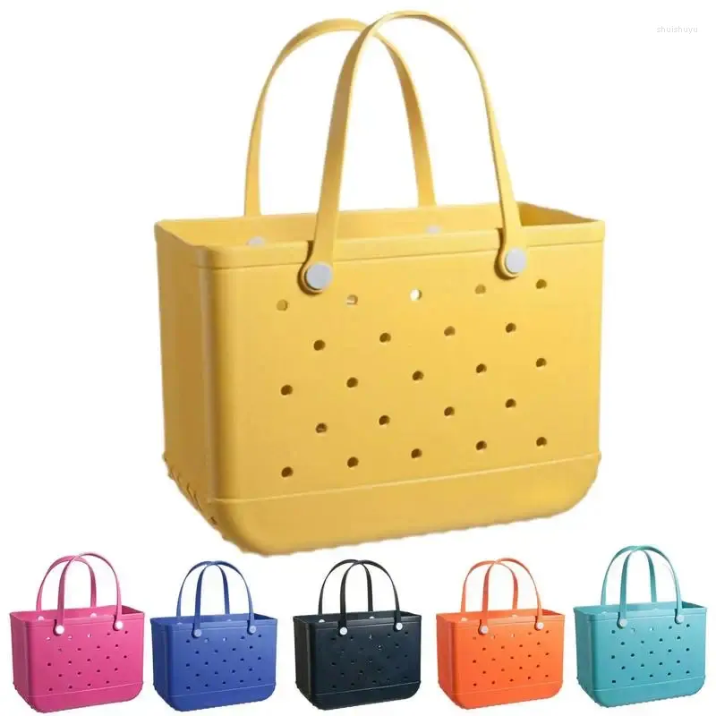 Storage Bags Large Beach Tote Waterproof Container Washable Rubber Women Bucket Handbag For Pool Gym Sports Shopping Shoulder Bag