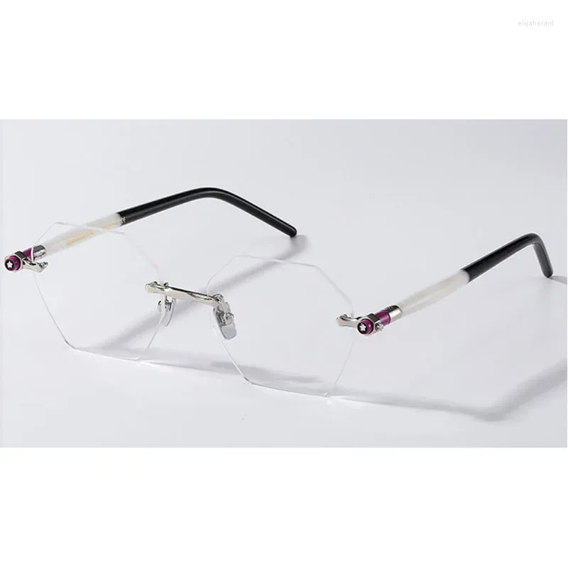 Sunglasses Frames Belight Optical Irregular Shape Spring Hinge Arm Rimless Glasses Prescription Lens Eyeglasses Retro Frame Eyewear P53