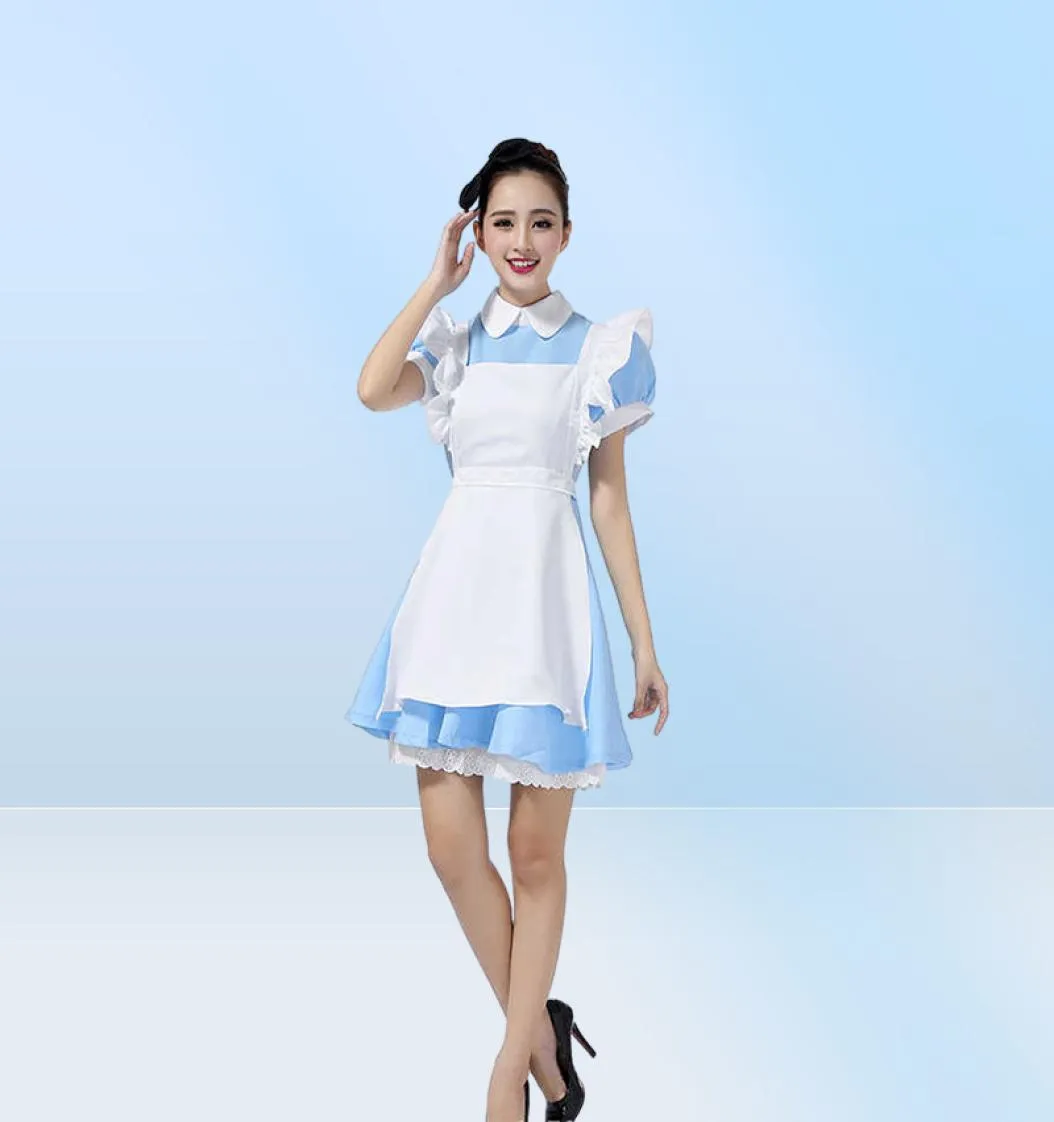 Halloween Maid Costumes Womens Adult Alice in Wonderland Costume Suit Maids Lolita Fancy Dress Cosplay Costume for Women Girl Y0823260399