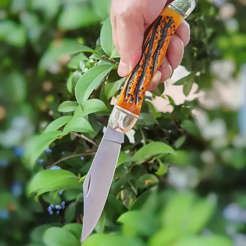 Portable Traditional Folding Knife - High Carbon Stainless Steel Blade With Bone Scales Handle - Multifunctional EDC Knife For Hunting, Fishing, Hiking