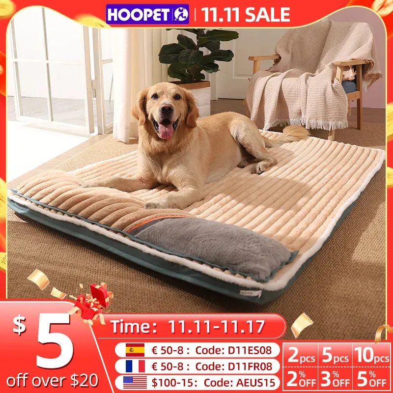 kennels pens HOOPET Dog Bed Padded Cushion for Small Big Dogs Sleeping Beds and Houses for Cats Super Soft Durable Mattress Removable Pet Mat 231116