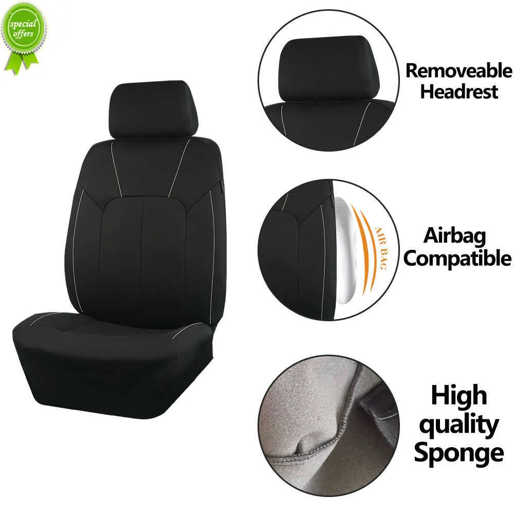 2023 Black Universal Polyester Car Seat Cover Full Set Unisex Accessories Interior Decoration Fit SUV Van Protector