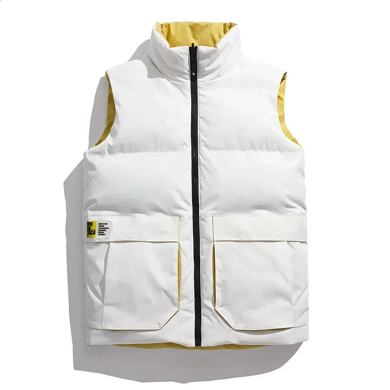 Gilets pour hommes 2023 coréen hommes automne et hiver tendance vers le bas coton gilet avec grande épaule chaude épaissie double manteaux homme 231116